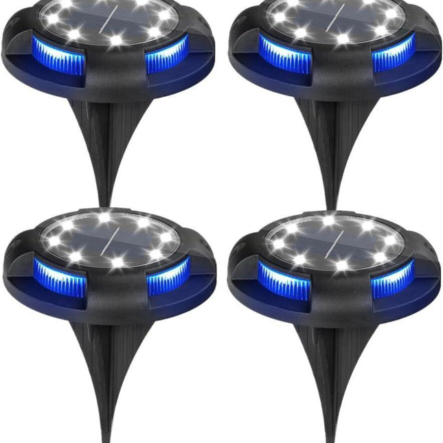4-Pack Solar Ground Lights: 8-LED Outdoor Garden Pathway Lights with IP65 Waterproof for Lawn, Patio & Landscape.