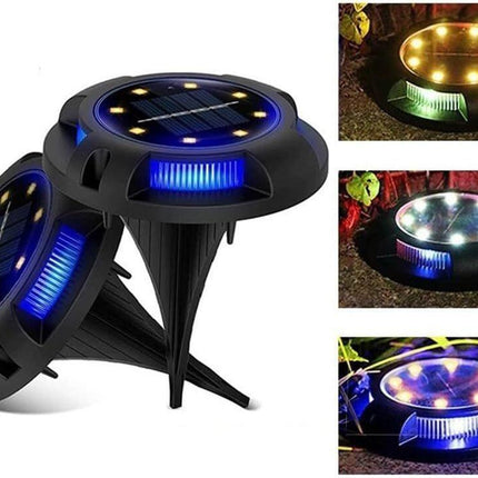 4-Pack Solar Ground Lights: 8-LED Outdoor Garden Pathway Lights with IP65 Waterproof for Lawn, Patio & Landscape.