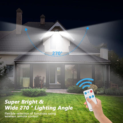 Solar Motion Sensor Outdoor Lights (2-Pack) with 288 LEDs & 2800LM: 270° Wide Angle, IP65 Waterproof, Remote-Controlled for Aussie Yards.