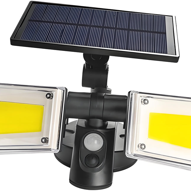 Solar Motion Sensor Wall Light: Double-Head Adjustable Cob LED Outdoor Light for Garden, Patio & Pathway.