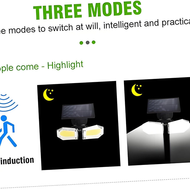 2-Pack Solar Motion Sensor Wall Lights: Double-Head Adjustable Cob LED Outdoor Lights for Garden, Patio & Pathway.