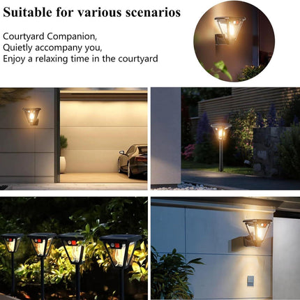 Solar Motion Sensor Wall Lights (2-Pack): 3-Mode Dusk-to-Dawn Waterproof for Patio, Garage & Garden Lighting.