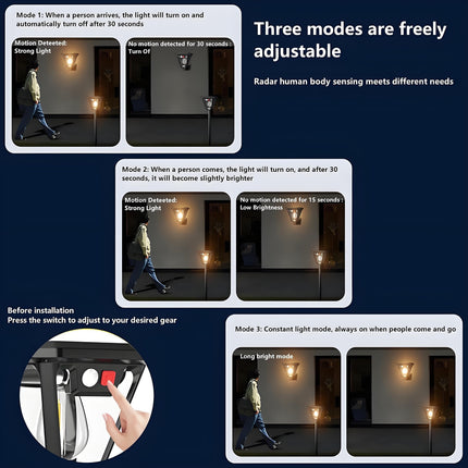 Solar Motion Sensor Wall Lights (4-Pack): 3-Mode Dusk-to-Dawn Waterproof for Patio, Garage & Garden Lighting.