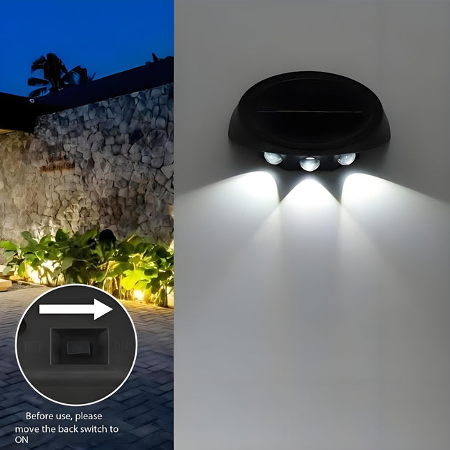 Solar Outdoor Wall Lights (2-Pack): IP44 Waterproof LED Sconces for Garden, Patio & Pathway Lighting（white light）.