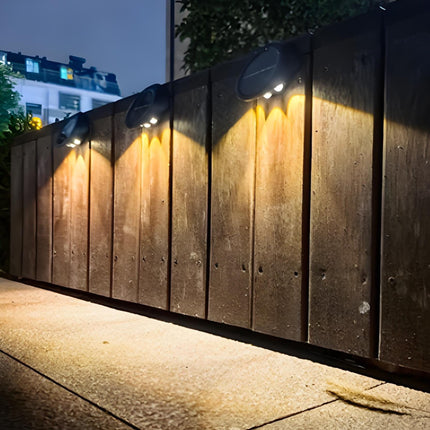 Solar Outdoor Wall Lights (4-Pack): IP44 Waterproof LED Sconces for Garden, Patio & Pathway Lighting（Warm light）.