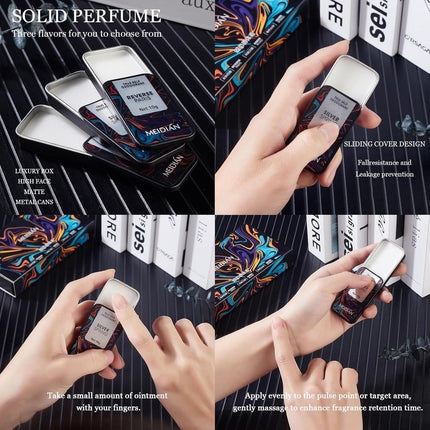 Solid Perfume Balm Set,Unisex Perfume,Natural Solid Balm,Lasting Fragrance,Easy To Carry,Three-Piece, A Surprise Gift For Important Festivals,Perfect for Travel Use.