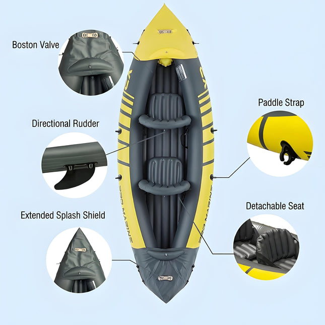 Advanced Elements Inflatable Kayak: 1/2 Person Recreational Convertible (Yellow) – Tandem/Solo Paddling with Durable PVC Hull.