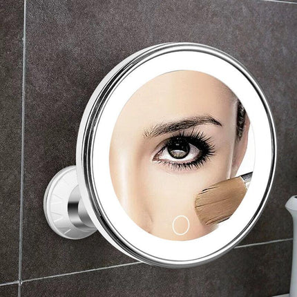 Christmas gift 10X Magnifying Suction Cup LED Makeup Mirror: Flawless Vanity Mirror with Natural Light for Precise Grooming.
