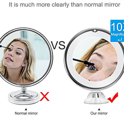 Christmas gift 10X Magnifying Suction Cup LED Makeup Mirror: Flawless Vanity Mirror with Natural Light for Precise Grooming.
