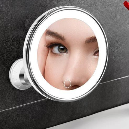 Christmas gift 10X Magnifying Suction Cup LED Makeup Mirror: Flawless Vanity Mirror with Natural Light for Precise Grooming.