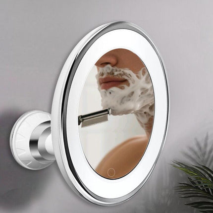 Christmas gift 10X Magnifying Suction Cup LED Makeup Mirror: Flawless Vanity Mirror with Natural Light for Precise Grooming.