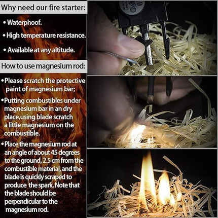 21 in 1 Survival Bracelet, Paracord Emergency Outdoor Sports Wristband Kit Waterproof Compass, SOS LED Light, Thermometer, Rescue Whistle, Fire Starter. Multi 21 Tools (Black 2 Pc).