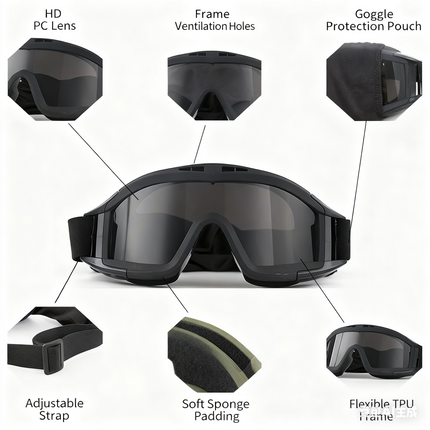 Christmas gifts for husband or boyfriend
 Tactical Safety Goggles with 3 Interchangeable Lenses, Wind & Dust Protection for Outdoor & Tactical Use(green).