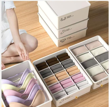 Underwear Panties Socks Box Close-fitting Clothing Storage Box Drawer Three-piece Cover with Compartment Household.