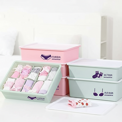 Underwear Panties Socks Box Close-fitting Clothing Storage Box Drawer Three-piece Cover with Compartment Household.