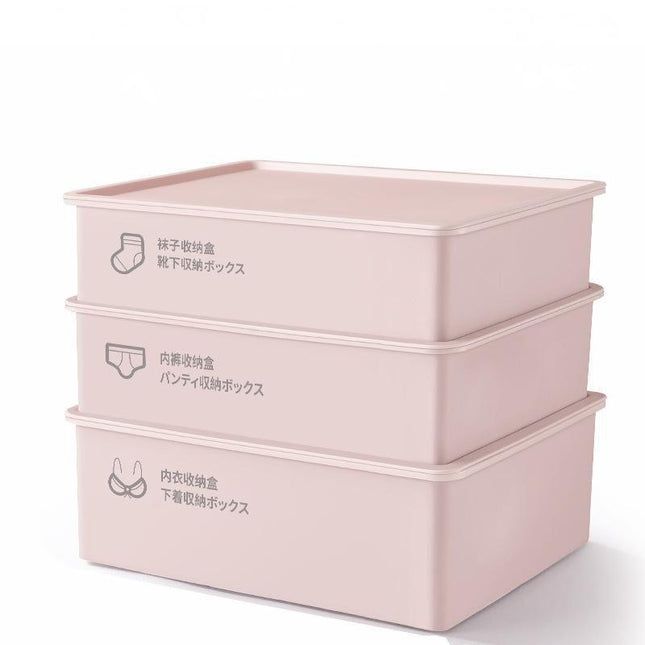 Underwear Panties Socks Box Close-fitting Clothing Storage Box Drawer Three-piece Cover with Compartment Household.
