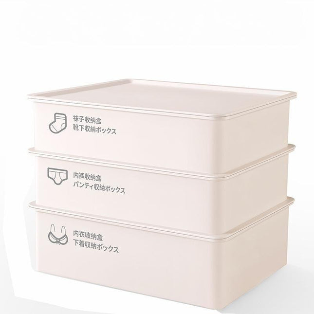 Underwear Panties Socks Box Close-fitting Clothing Storage Box Drawer Three-piece Cover with Compartment Household.