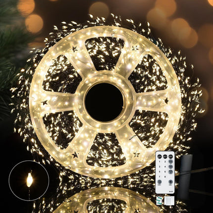 900 LED Warm White USB Fairy String Lights with Remote, 30m Black Wire, IP44 Waterproof 8-Mode Twinkle Lights with Timer for Christmas Bedroom Wreath Decor.