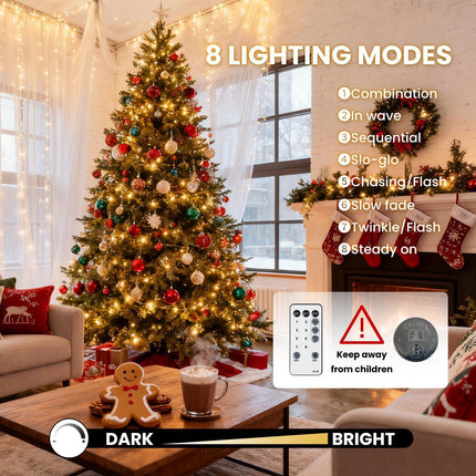 900 LED Warm White USB Fairy String Lights with Remote, 30m Black Wire, IP44 Waterproof 8-Mode Twinkle Lights with Timer for Christmas Bedroom Wreath Decor.