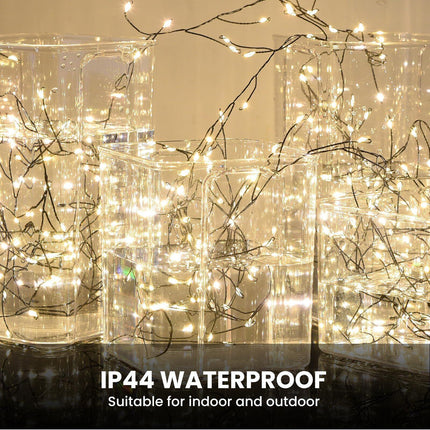 900 LED Warm White USB Fairy String Lights with Remote, 30m Black Wire, IP44 Waterproof 8-Mode Twinkle Lights with Timer for Christmas Bedroom Wreath Decor.