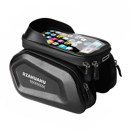 Waterproof Bike Frame Bag with Touchscreen & Headphone Hole: 3-in-1 Capacity Bicycle Bag for Phones & Gear, Aussie Cyclist Essential.