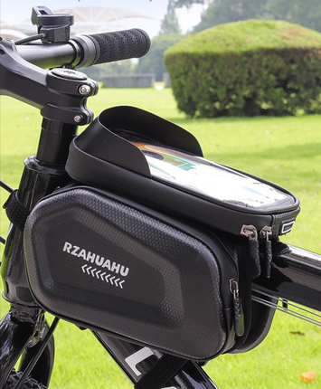 Waterproof Bike Frame Bag with Touchscreen & Headphone Hole: 3-in-1 Capacity Bicycle Bag for Phones & Gear, Aussie Cyclist Essential.