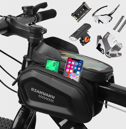 Waterproof Bike Frame Bag with Touchscreen & Headphone Hole: 3-in-1 Capacity Bicycle Bag for Phones & Gear, Aussie Cyclist Essential.
