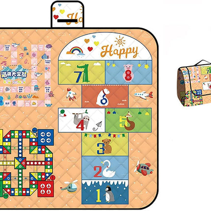 Waterproof Picnic Blanket with Flying Chess Game: 80''x80'' Extra Large, Foldable for Australian Camping, Beach & Family Gatherings.
