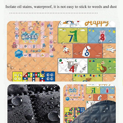 Waterproof Picnic Blanket with Flying Chess Game: 80''x80'' Extra Large, Foldable for Australian Camping, Beach & Family Gatherings.