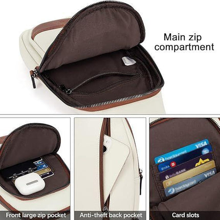 White Faux Leather Sling Bag: Unisex, Spacious, Reversible Crossbody for Aussies, Large Compartment.