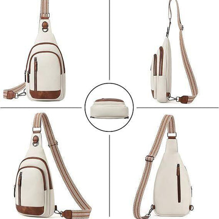White Faux Leather Sling Bag: Unisex, Spacious, Reversible Crossbody for Aussies, Large Compartment.