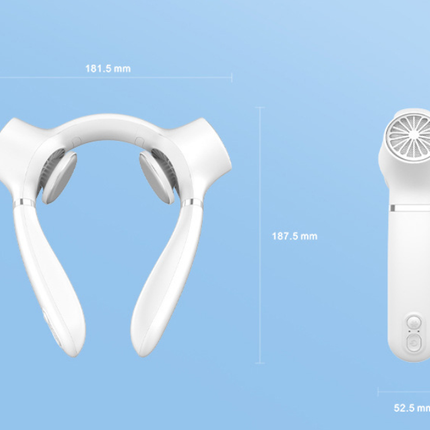 White Portable Neck Fan: Hands-Free Wearable Air Conditioner with 4000mAh Battery for Australian Travel & Daily Use.