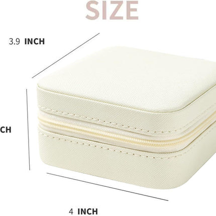White Travel Jewelry Box with Mirror: Compact, Organised Storage for Rings, Necklaces & Earrings, Ideal for Aussies.
