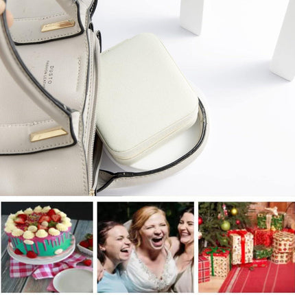 White Travel Jewelry Box with Mirror: Compact, Organised Storage for Rings, Necklaces & Earrings, Ideal for Aussies.