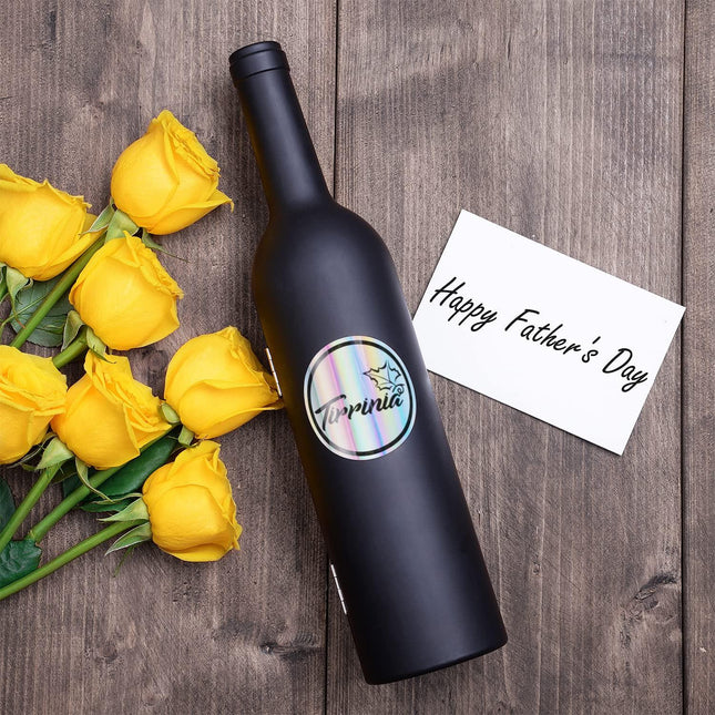 Wine Accessories Gift Set (Black), 5-Piece Bottle Corkscrew Opener Kit with Novelty Bottle-Shaped Case, Valentine's Day Gift for Wine Lovers.