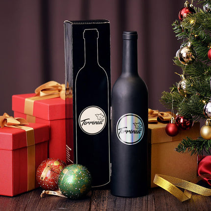 Wine Accessories Gift Set (Black), 5-Piece Bottle Corkscrew Opener Kit with Novelty Bottle-Shaped Case, Valentine's Day Gift for Wine Lovers.