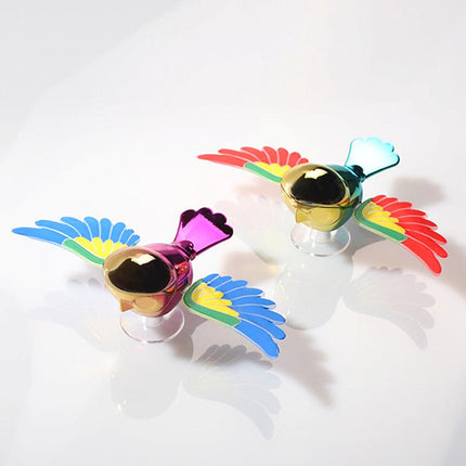 30km/h Wing-Flapping Car Bird Decoration (2-Pack): Red & Blue Wing Ornaments with Strong Adhesive for Car, Mirror, Motorcycle, Helmet.