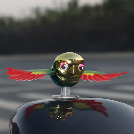 30km/h Wing-Flapping Car Bird Decoration (2-Pack): Red & Blue Wing Ornaments with Strong Adhesive for Car, Mirror, Motorcycle, Helmet.