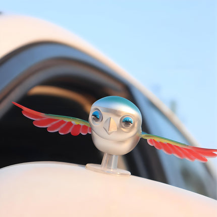 30km/h Wing-Flapping Car Bird Decoration (2-Pack): Red & Blue Wing Ornaments with Strong Adhesive for Car, Mirror, Motorcycle, Helmet.