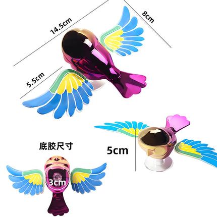 30km/h Wing-Flapping Car Bird Decoration (2-Pack): Red & Blue Wing Ornaments with Strong Adhesive for Car, Mirror, Motorcycle, Helmet.