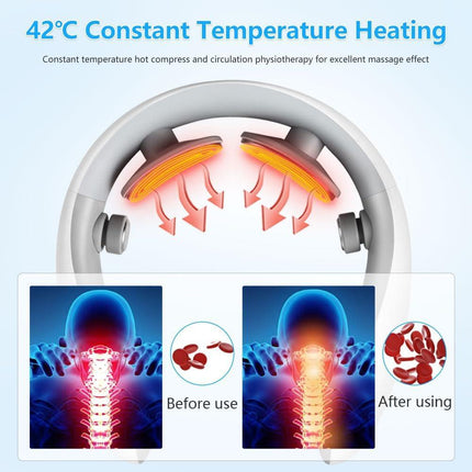 Wireless Neck Massager with Heat & 10 Modes: Electric Pulse Pain Relief for Australian Office Workers & Active Adults.