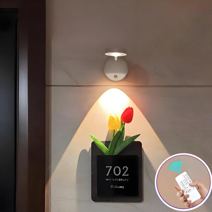 Wireless Smart LED Wall Light: Rechargeable, Motion-Sensor & Remote-Controlled, No-Drill Mount for Home Decor & Task Lighting.