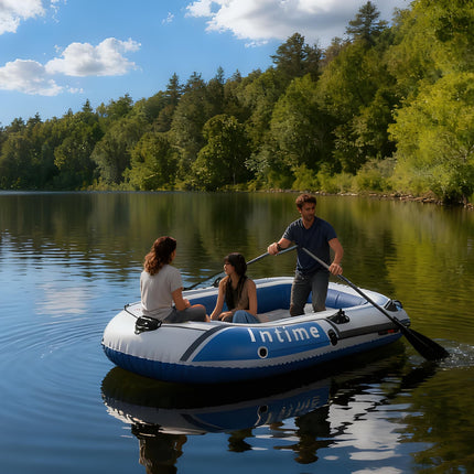 3-Person Inflatable Boat: Thick PVC Raft for Lakes/Pools – 238kg Capacity with Oars & Pump.