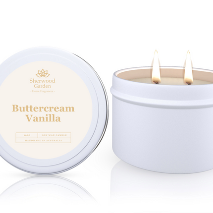 Buttercream Vanilla Soy Candle Tin 165g.