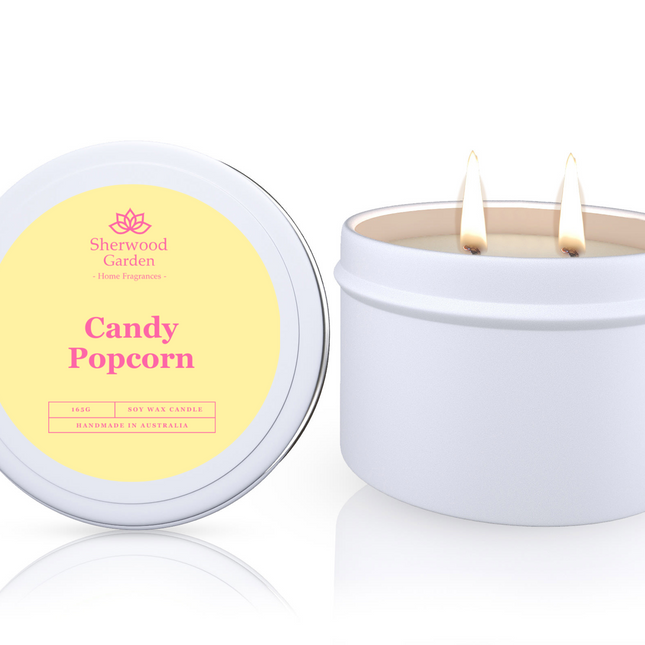 Candy Popcorn Soy Candle Tin 165g.