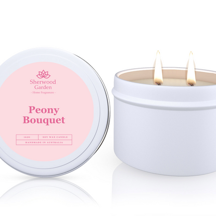 Peony Bouquet Soy Candle Tin 165g.