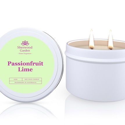 Passionfruit Lime Soy Candle Tin 165g.