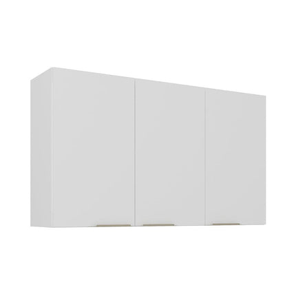 White Flat Pack DIY Steel Kitchen Wall Cabinet with 3 Doors + 2 Shelves - Renova.