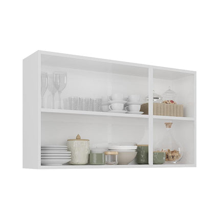 White Flat Pack DIY Steel Kitchen Wall Cabinet with 3 Doors + 2 Shelves - Renova.