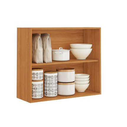 Flat Pack DIY Wooden Kitchen Wall Cabinet with 2 Doors + 2 Shelves in Graphite and Cinnamon Finish - Napoles.